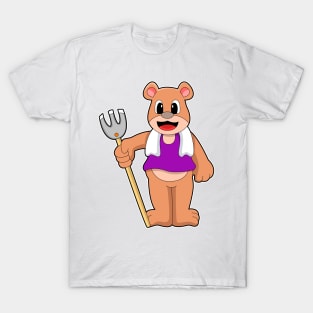 Bear as Farmer with Rake T-Shirt